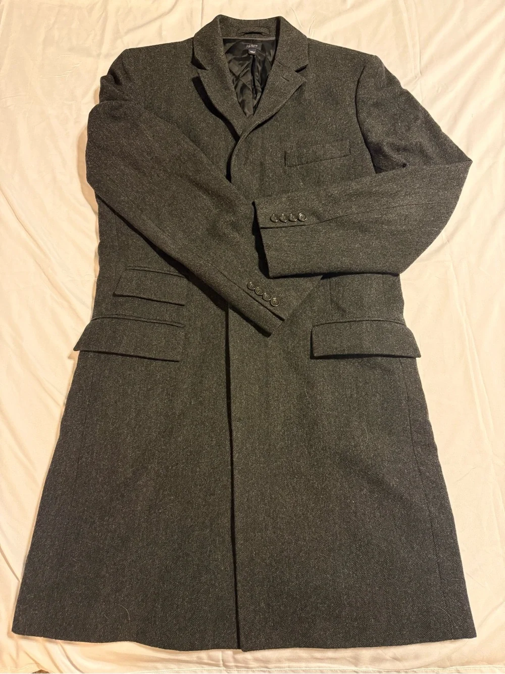 J. Crew Men's Charcoal Gray Mayfair Top Coat Wool-Blend